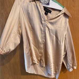 Dialogue Women's Elegant Beige Satin Blouse